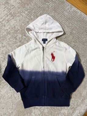 Polo by Ralph Lauren White, Navy & Red Kids Dip-Dye Zip Hoodie